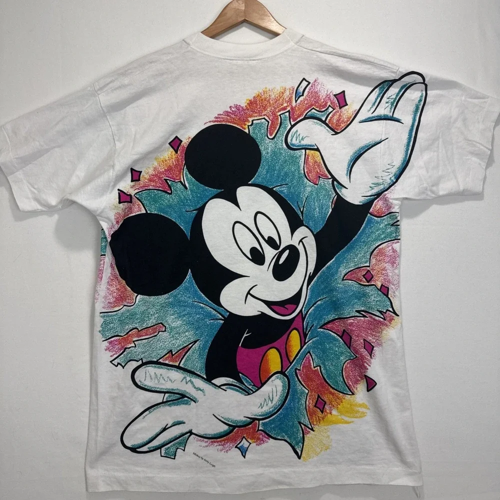 VTG Mickey Mouse Jerry Leigh Tshirt Mens sz XL white single stitch overall print - Picture 10 of 10